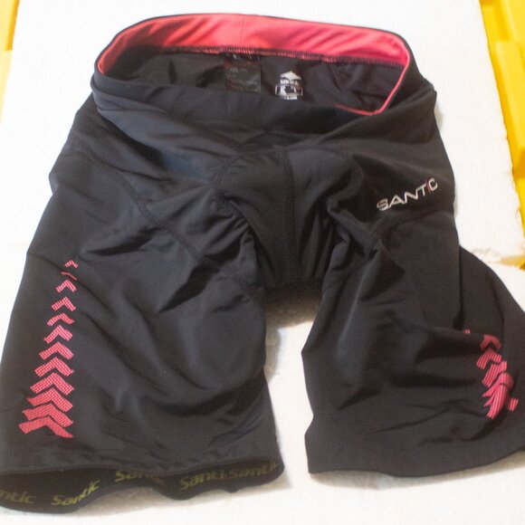 Women's Santic Black Pink Padded Cycling Shorts Size Large Pre-owned - Picture 1 of 6